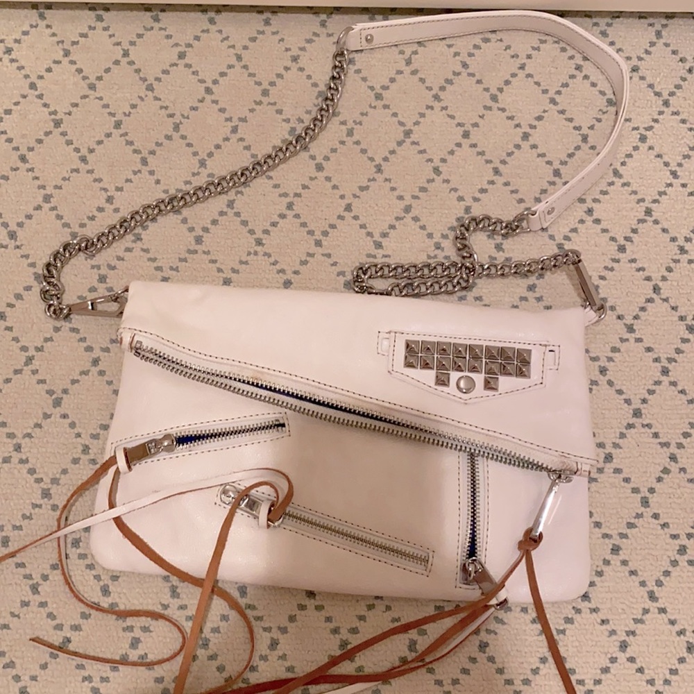 white motorcycle style Rebecca minkoff bag